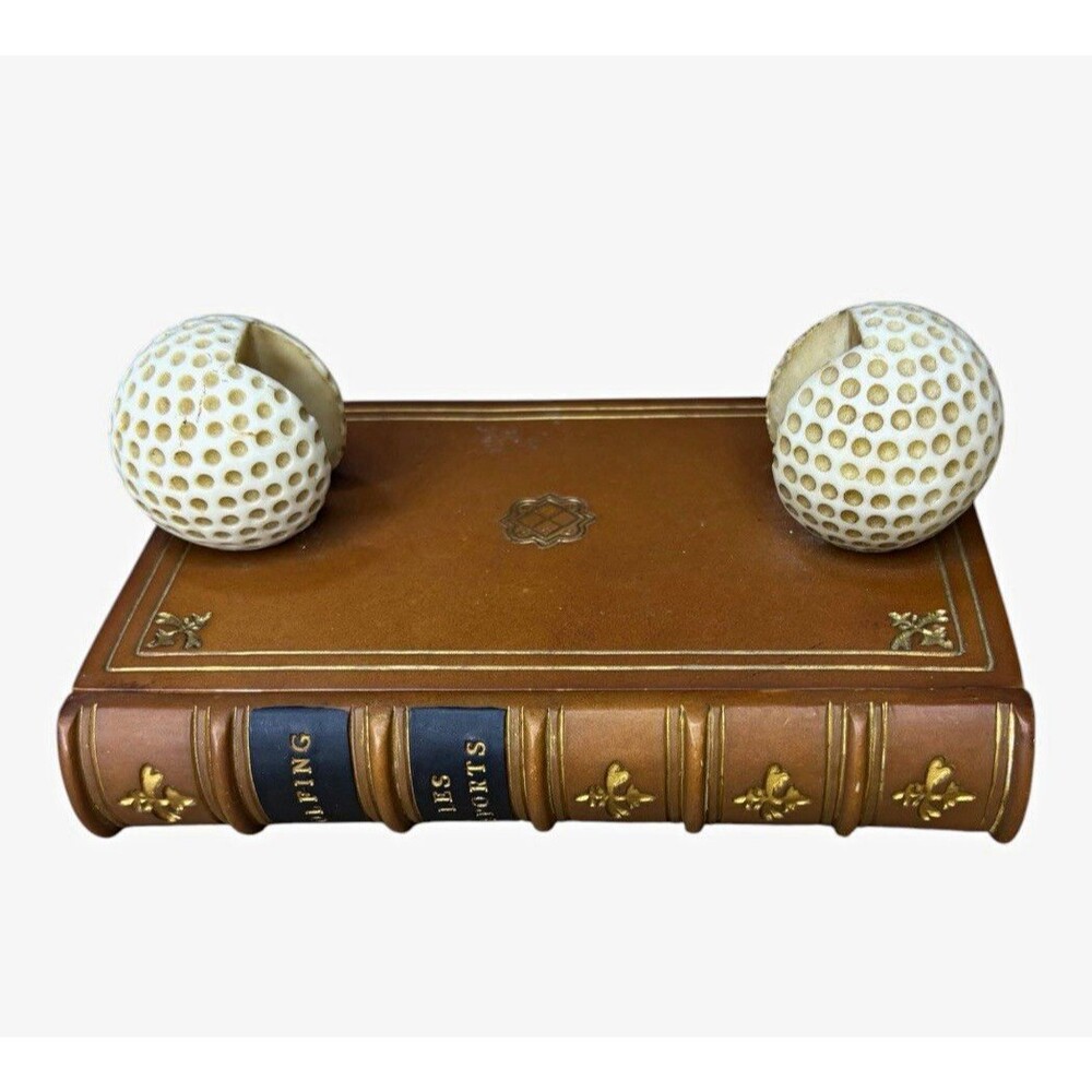 Vintage Golf Book Trinket Box Business Card Holder Desktop Executive Decor Case